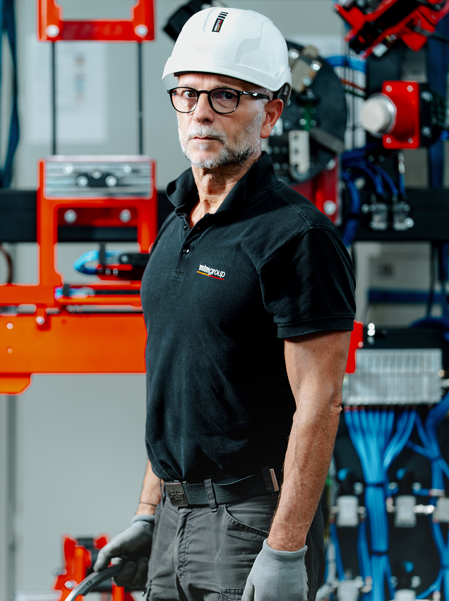 Person wearing safety helmet