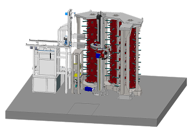 3D CAD rendering of the STAHL-2 machine internals with the red enclosure panels removed.